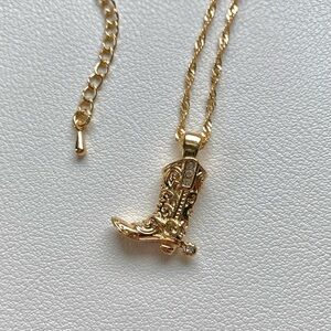 Gold Boot Pendant Necklace